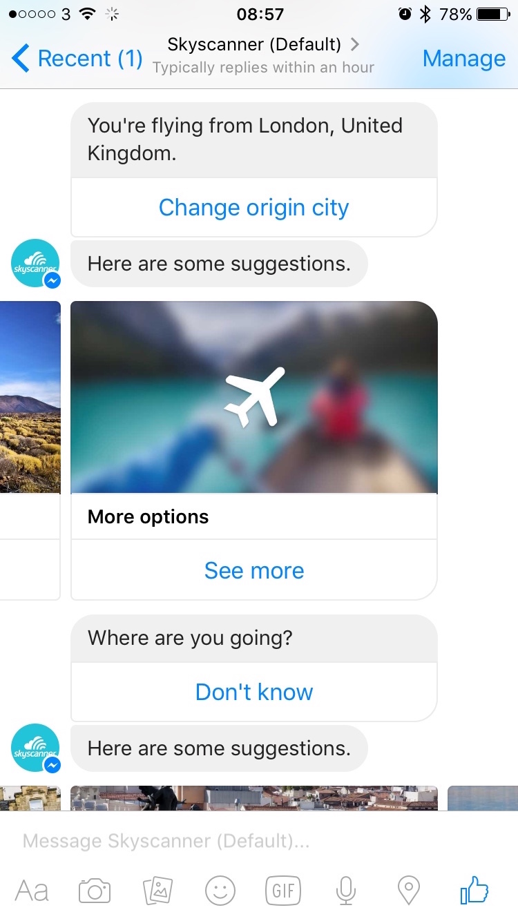 Skyscanner Bot Facebook Messenger
