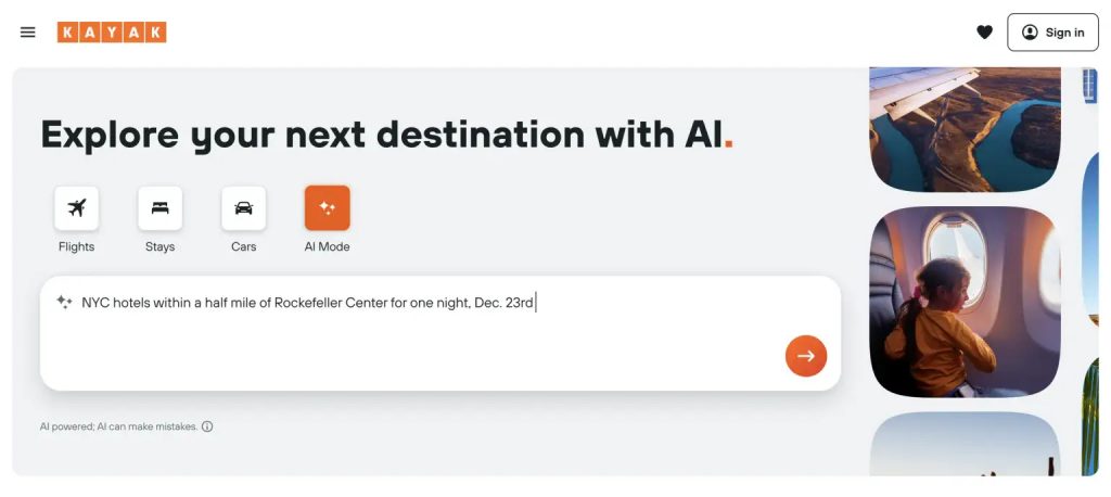 Le mode IA de kayak se déclenche avec un bouton dédié