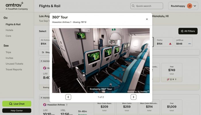 AmTrav intégre les visites virtuelles de cabines d’avion
