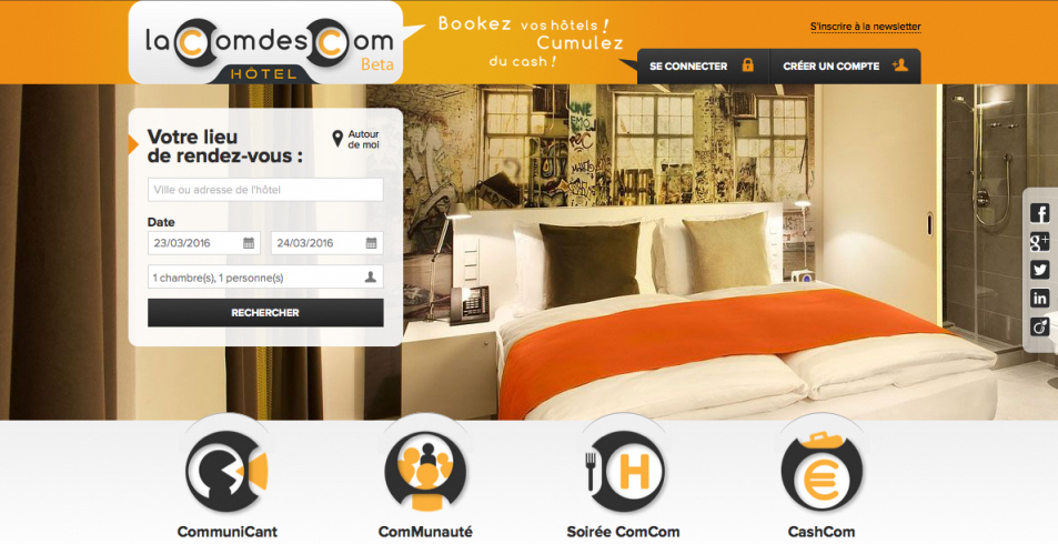 La Com des Coms Hôtel Voyageurs d'affaires Plateforme de réservation hôtelière réseau social