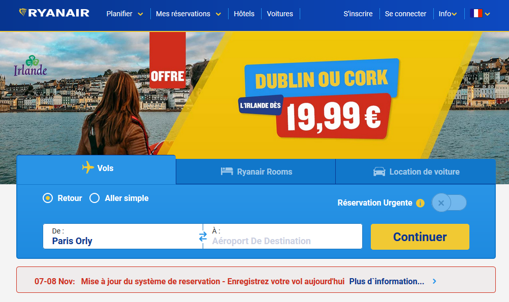 Attention, ni site ni appli Ryanair pendant 12 heures à partir de ce mercredi Attention, ni site ni appli Ryanair pendant 12 heures à partir de ce mercredi