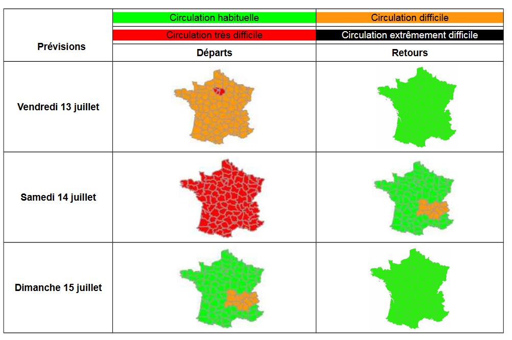Départs en vacances, circulation difficile sur les routes pour le week-end du 14 juillet Départs en vacances, circulation difficile sur les routes pour le week-end du 14 juillet