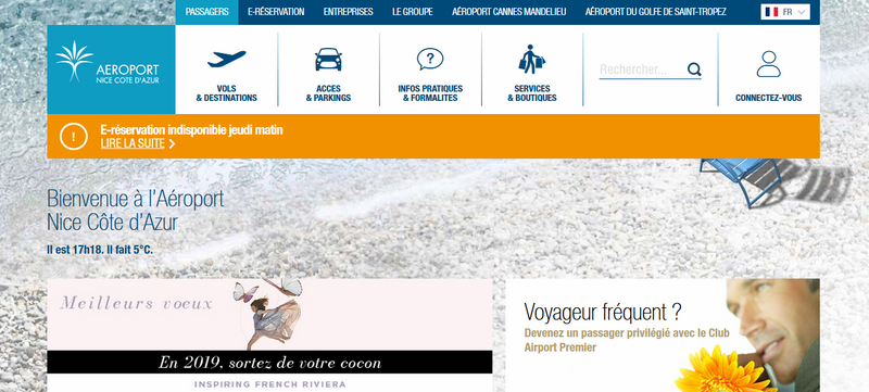 Aéroport de Nice : l'e-réservation indisponible, ce jeudi matin Aéroport de Nice : l'e-réservation indisponible, ce jeudi matin